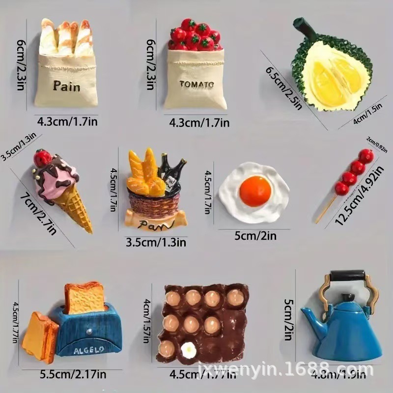 3d立体食物冰箱贴新款ins风温馨家居装饰磁吸贴可爱创意磁贴