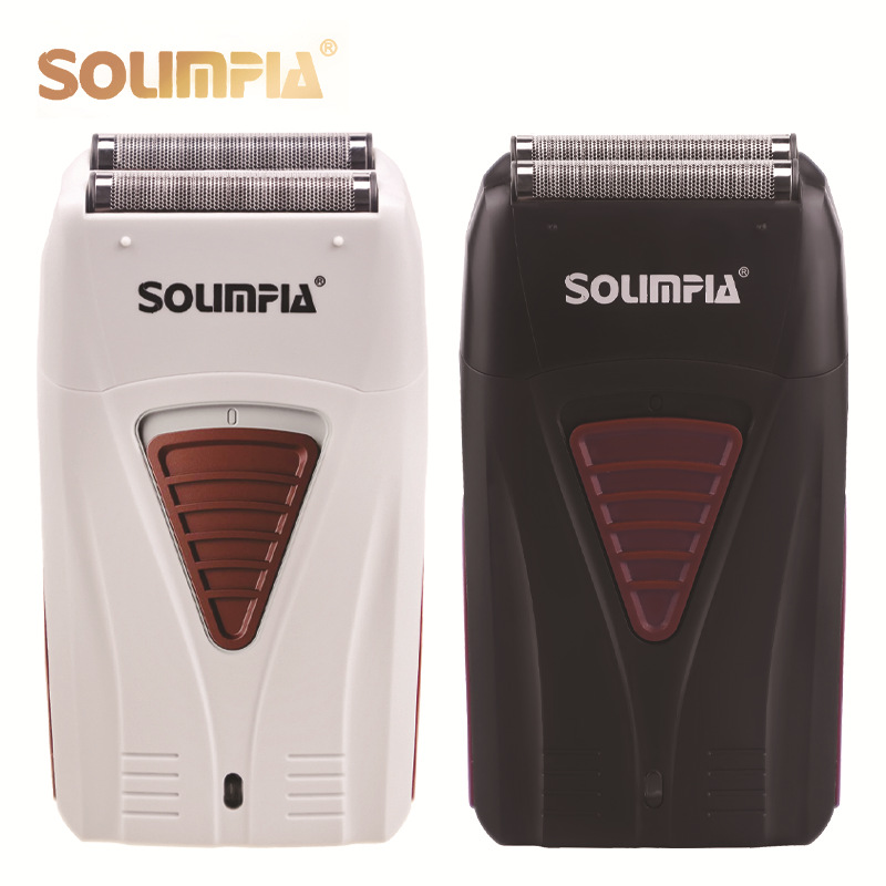Solimpia New Double Head Floating Electric Shaver Men's Reciprocating Beard Knife Push White Razor Wholesale