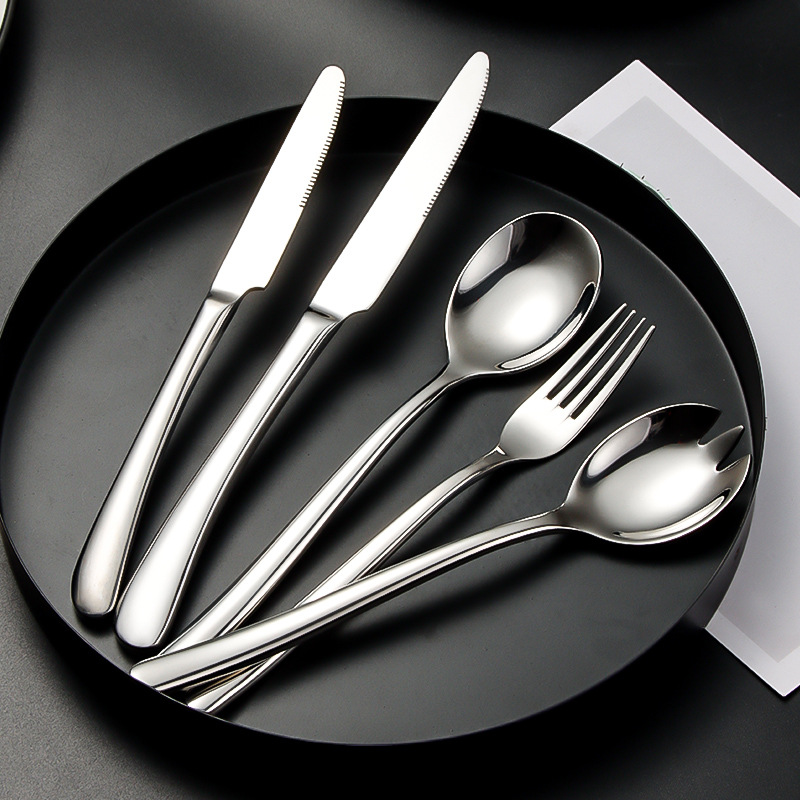 跨境不锈钢刀叉勺餐具套装月光系列家用酒店牛排刀叉勺西餐具刀叉图