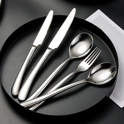 Cross-Border Stainless Steel Knife, Fork And Spoon Tableware Set Moonlight Series Home Hotel Steak Knife, Fork And Spoon Western Tableware Knife And Fork