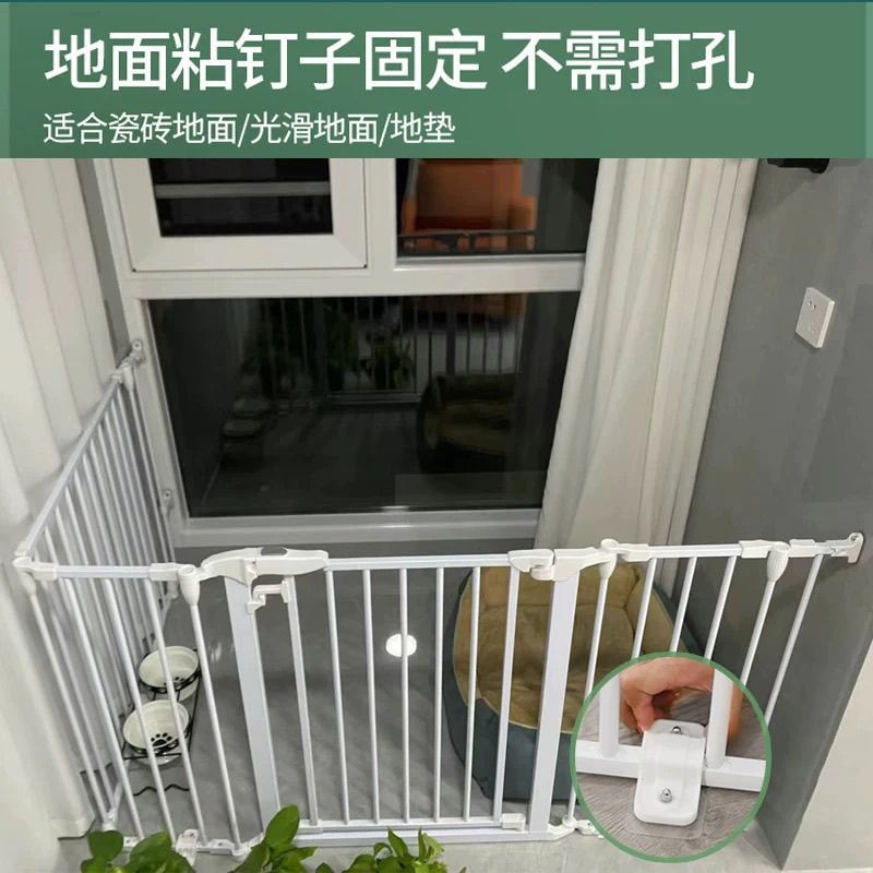 Pet door railings without holes, L-shaped and U-shaped door railings, baby guardrails, living room pet dog fences, isolation fences, dog cages for protection Specification image