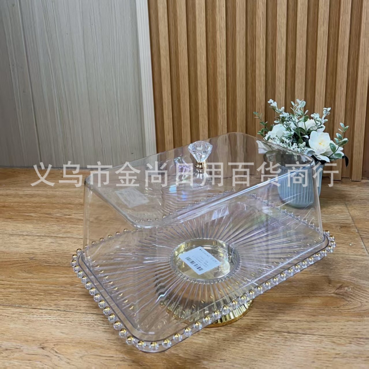 Simple tray with lid, cake and dessert display stand, candy plate, party decoration plate, home Nordic-style plastic details Picture