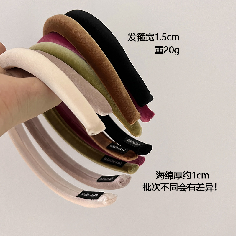 Hair Band Senior Sense Velvet Increase Cranium Vintage Fine Edge Hairpin New Early Autumn Wear Temperament Solid Color Headband Specification drawing