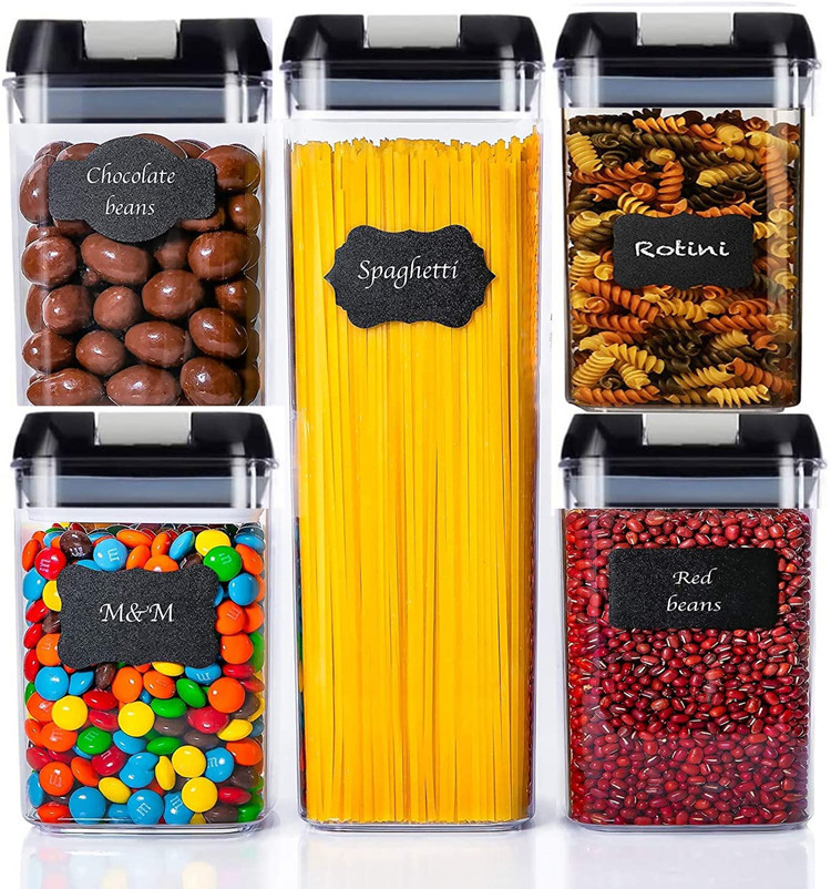 Plastic Sealed Tank Kitchen Five-Piece Fresh-Keeping Box Food Grade Transparent Storage Tank Grains And Grains Easy To Snap Tank details Picture