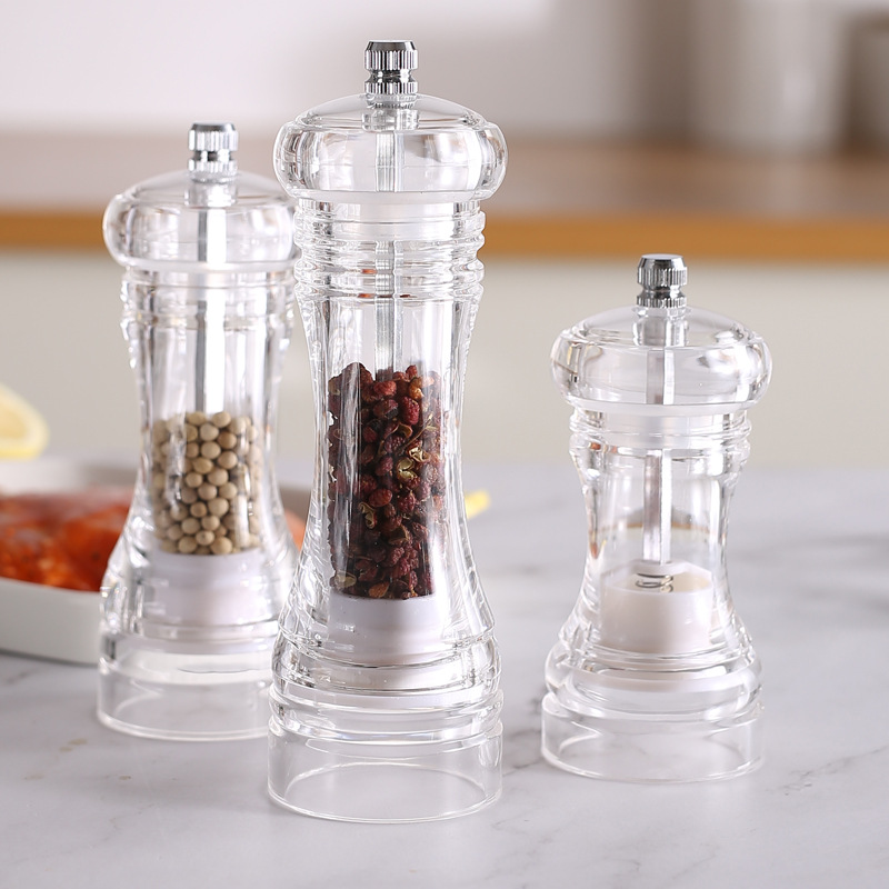 手动亚克力研磨器黑胡花椒香料磨多用调味瓶厨房工具海盐研磨器