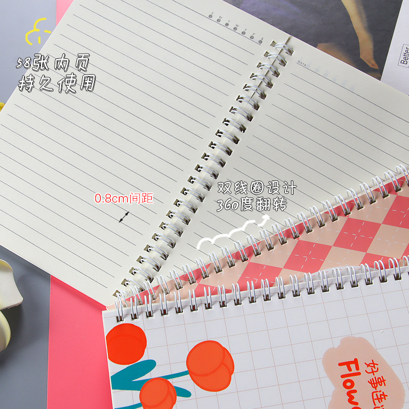 Flower A5 Coil This Girl's Heart Hand Ledger Loose-Leaf Notepad Cute Student Diary Lined Notepad Specification drawing