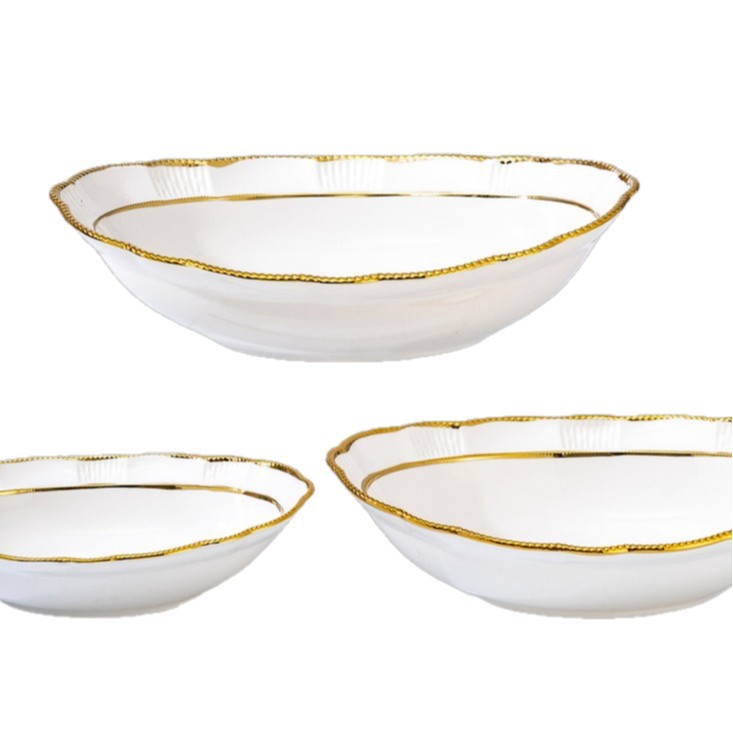 Wholesale of light luxury ceramic tableware sets, high-end gold-plated plates with gold edges Item Picture