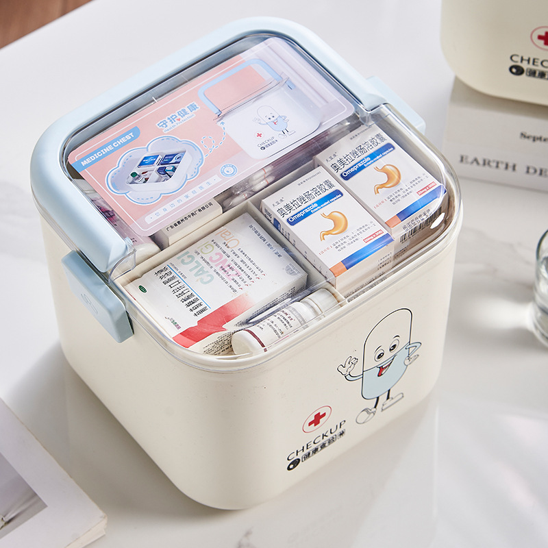 Songtai Transparent Medicine Box Large Capacity Multi-Layer Medicine Box Household Medicine Storage Box Medicine Storage Box Storage Box Specification drawing