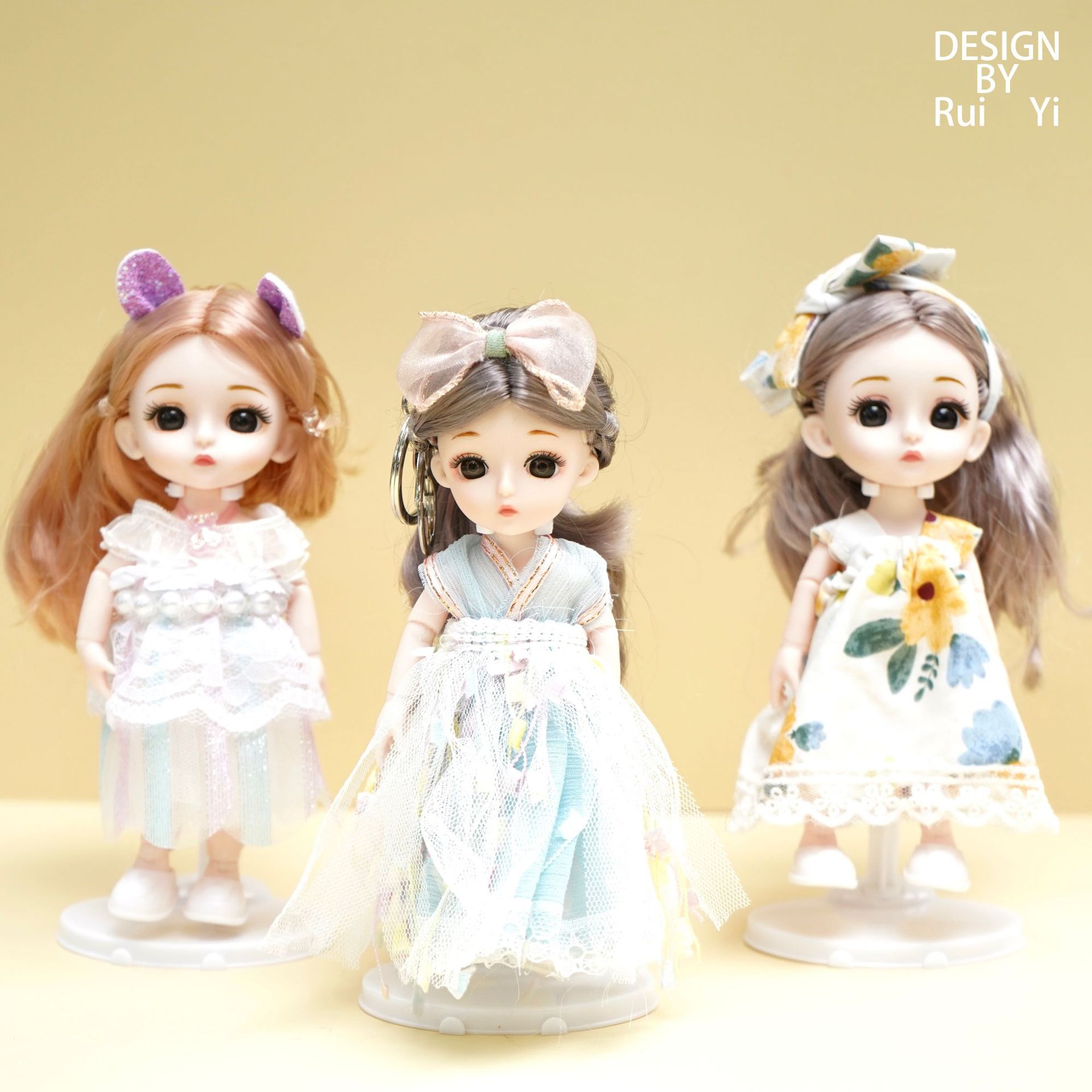 原创设计diy简约时尚拼色橱窗16cm娃娃儿童手办公仔bjd娃娃厂家