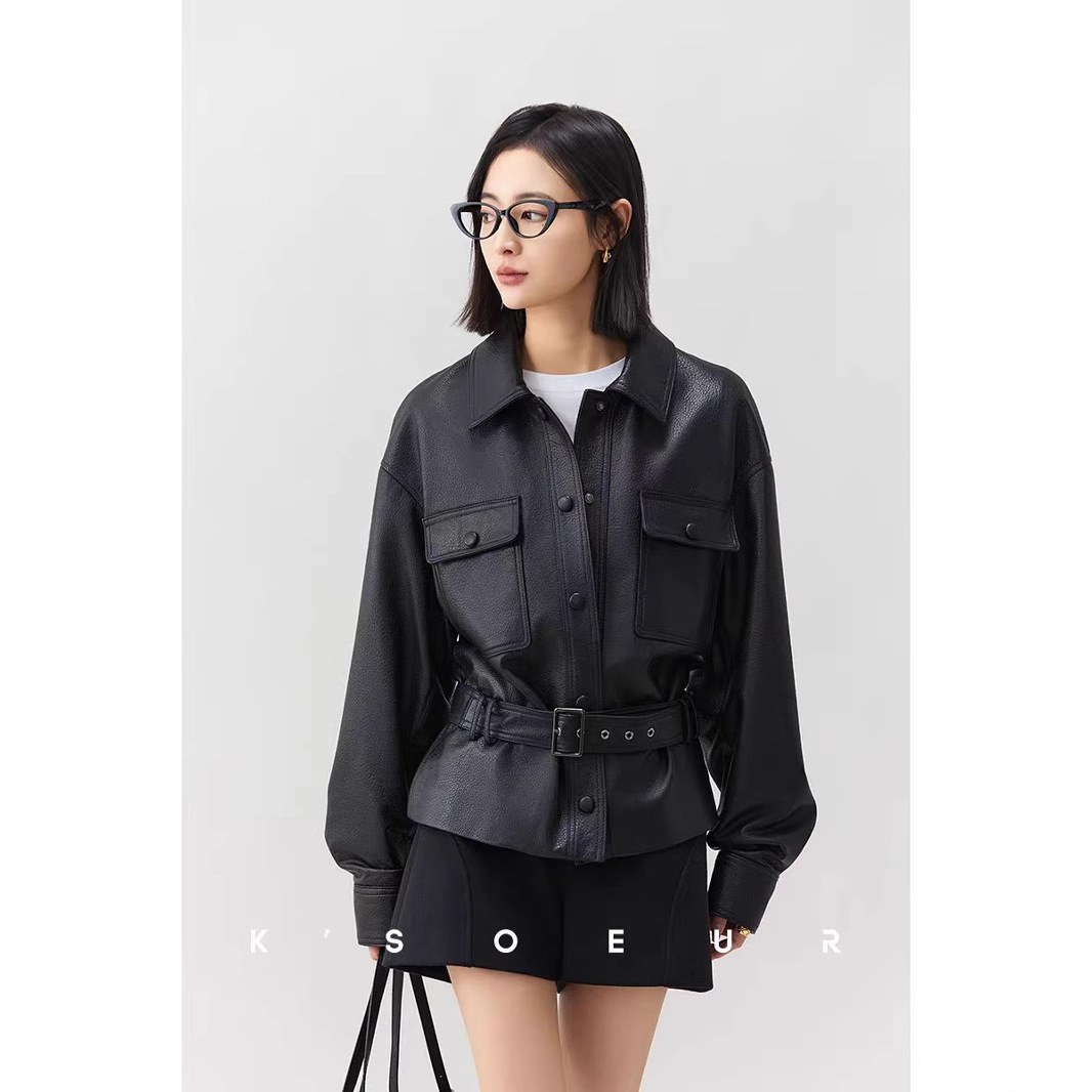 女式皮衣实物图