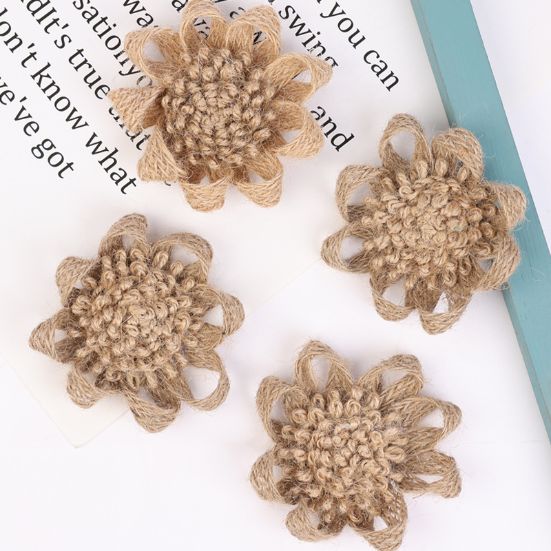 厂家直销DIY欧美手工麻布花圣诞礼品包装婚庆节日派对鞋花帽花