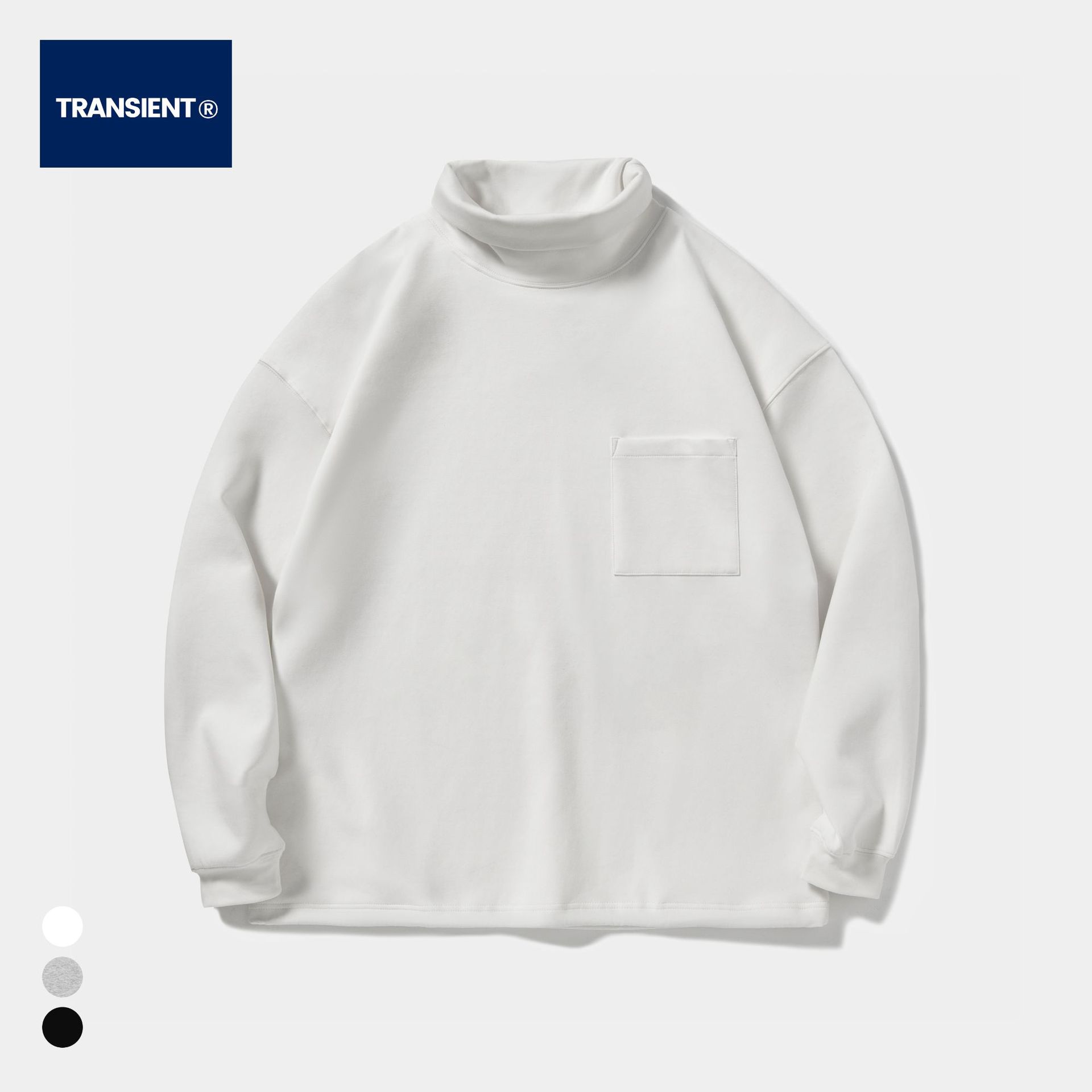 TRS Men's Wear: 22AW Japanese cityboy320g Space cotton side pocket stacked high-neck Heavy long-sleeved T-shirt for men