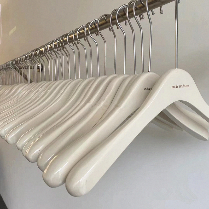 服装店女装衣架专用榉木奶白实木衣裤撑儿童木质防滑裤夹logo批发
