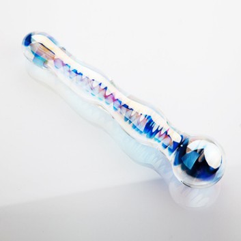 Adult sex toy glass imitation masturbation stick, crystal blue spiral anal plug G spot full figure