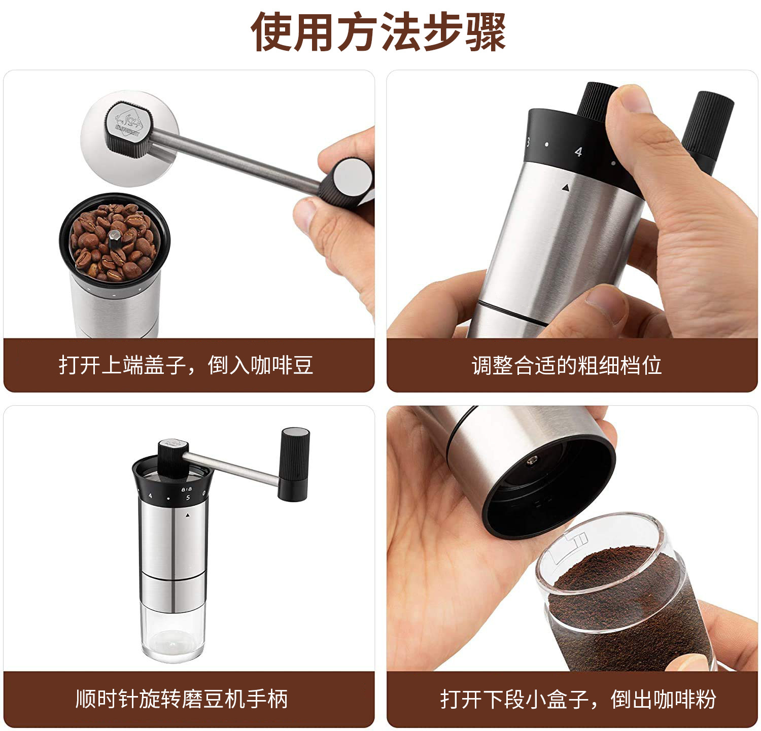 Stainless steel coffee grinder detachable portable grinder ceramic grinding core 191002 details Picture