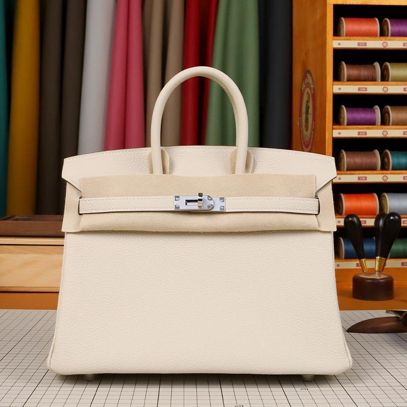 Togo Lychee Print Birkin Bag Handmade Beeswax Line Imported Tc Calfskin Premium Leather Women's Bag Bk Handbag