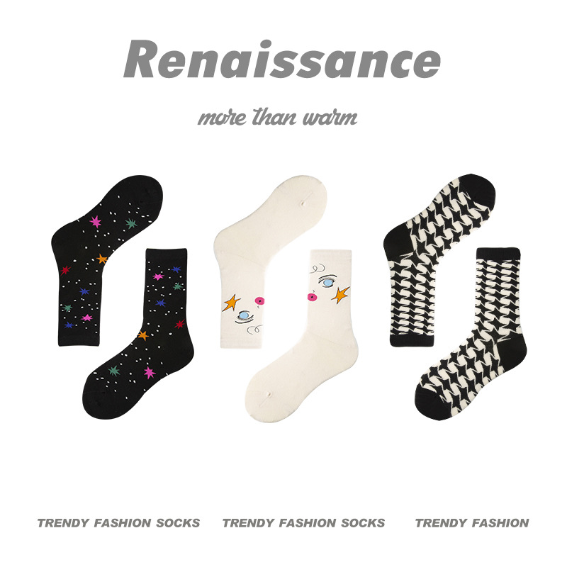 Renaissance Original Women's Socks Vintage Striped Mid-Tube Socks Hipster Socks Cotton Simple Ins Trend Brand Boneless Socks Woman ❤ Application Scenario