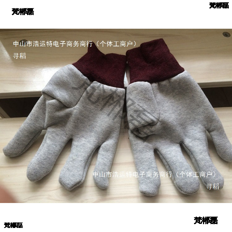 Cotton labor protection gloves, thickened three-line fleece gloves, heat-insulating, heat-resistant and wear-resistant, for mechanical valve repair and heavy industry details Picture