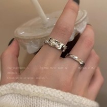 Silver pigmentation circle zircon open ring set female cold quality couple ring fashion personality index finger ring tide