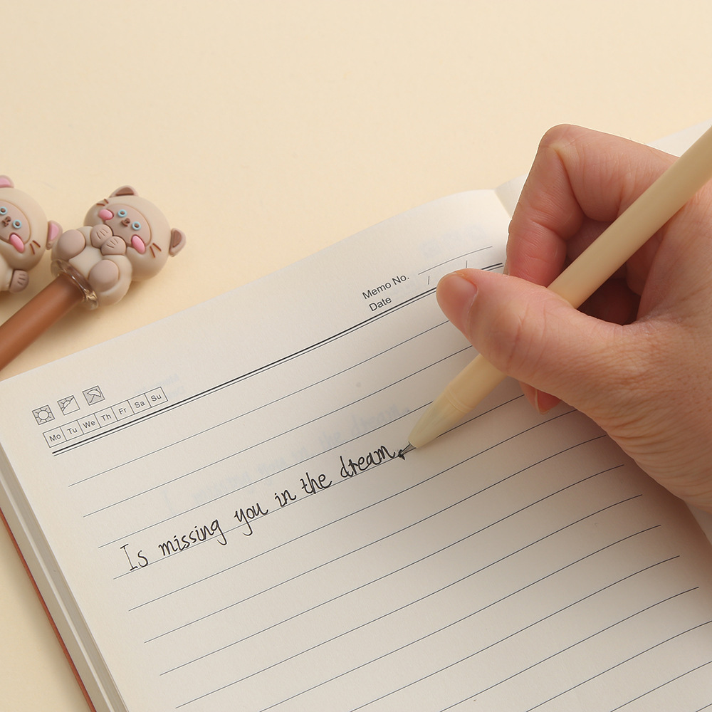 Zhongfan Stationery Silicone Sesame Cat Gel Pen Korean version Cute pet cat writing fountain Pen Student Signature Pen Prize Application Scenario