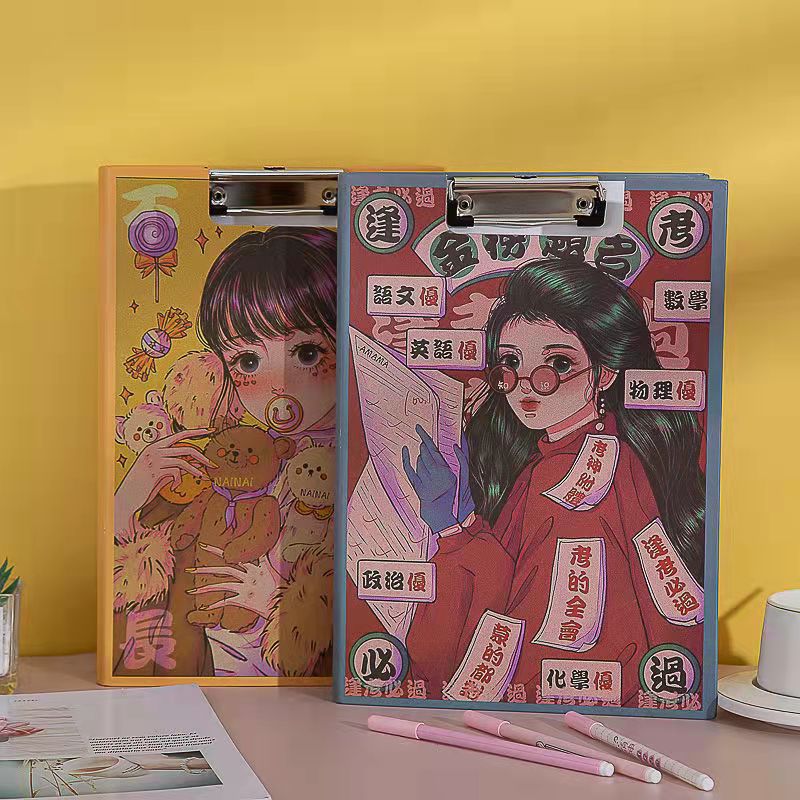 学生双层试卷夹文件夹原创港风女孩系列写字垫板高颜值ins风文具