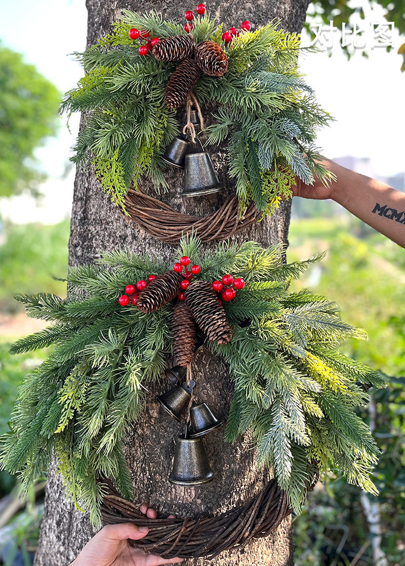 Zonghong's new Christmas decorative wreath, handcrafted simulation of Christmas bell wreaths, door hanging window display props Specification image