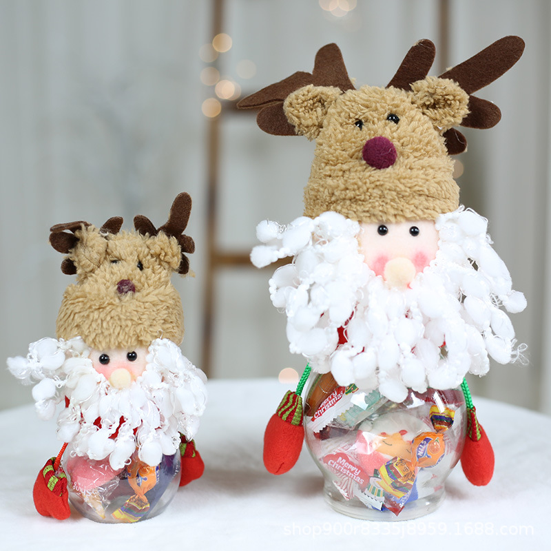 Amazon 2023 Christmas Decorations Santa Claus Candy Jar Children's Fabric Doll Candy Box Large details Picture
