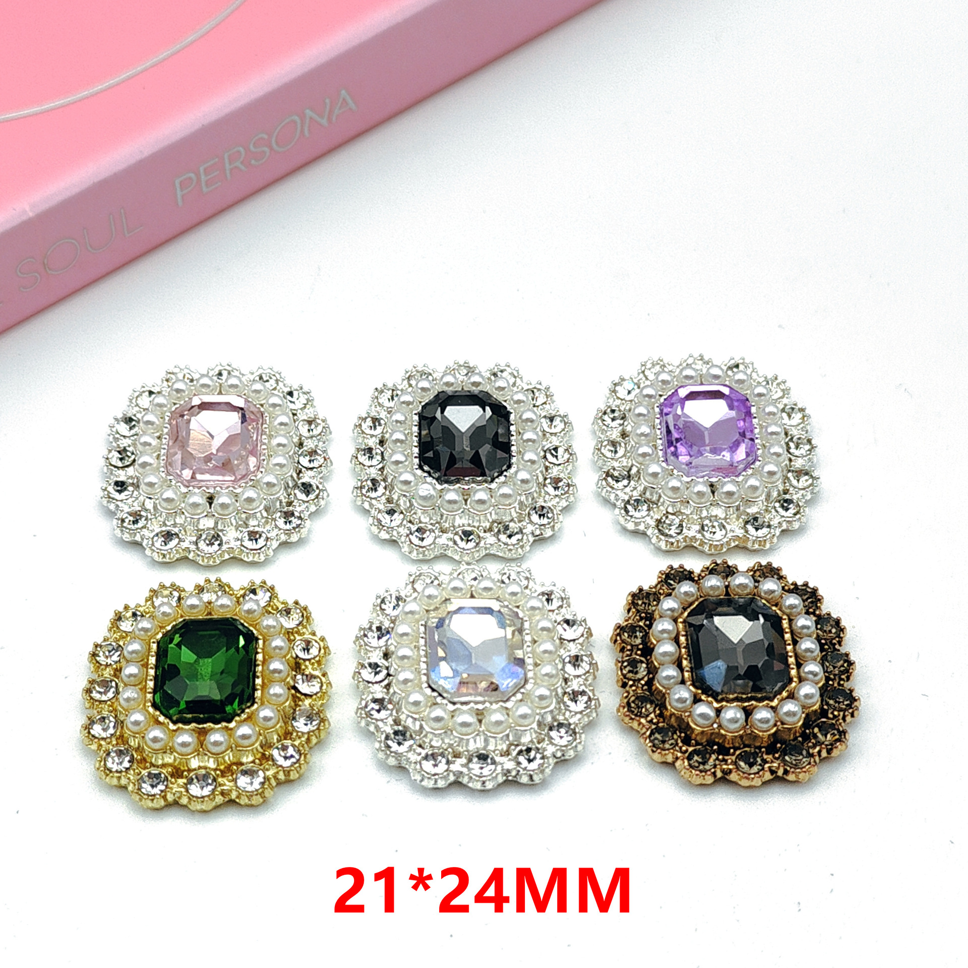 21*24MM合金珍珠镶水钻diy材料DIY配件头饰项链耳坠饰品产品图