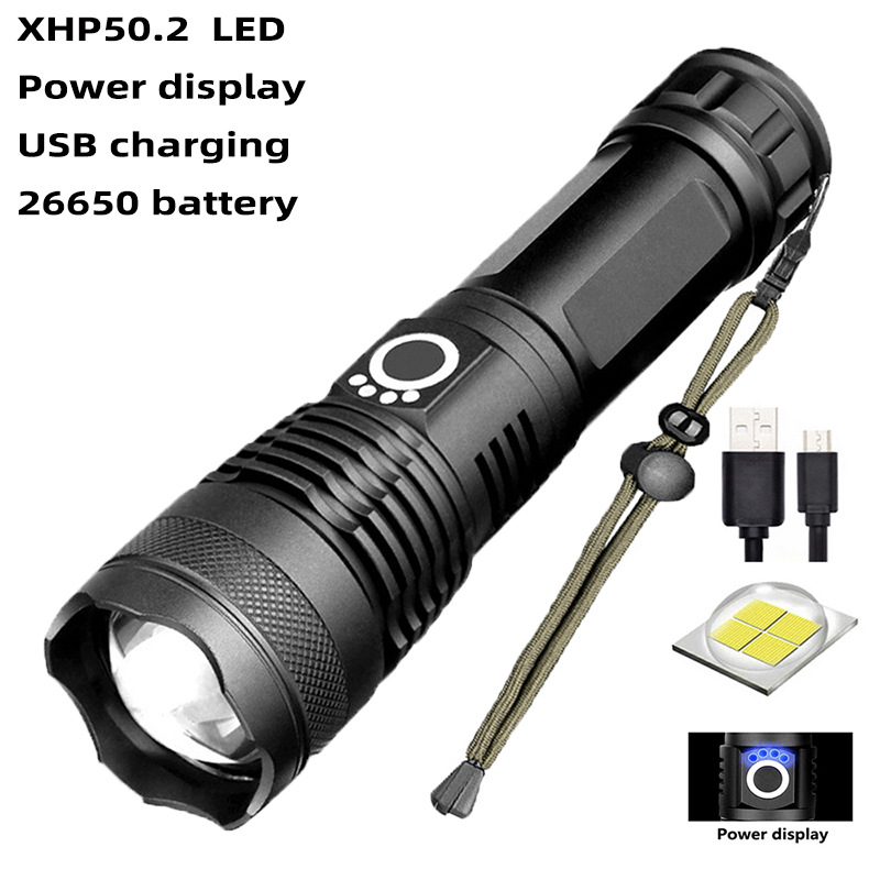 USB充电xhp70应急强光手电p50强光变焦手电筒p70户外强光电筒批发