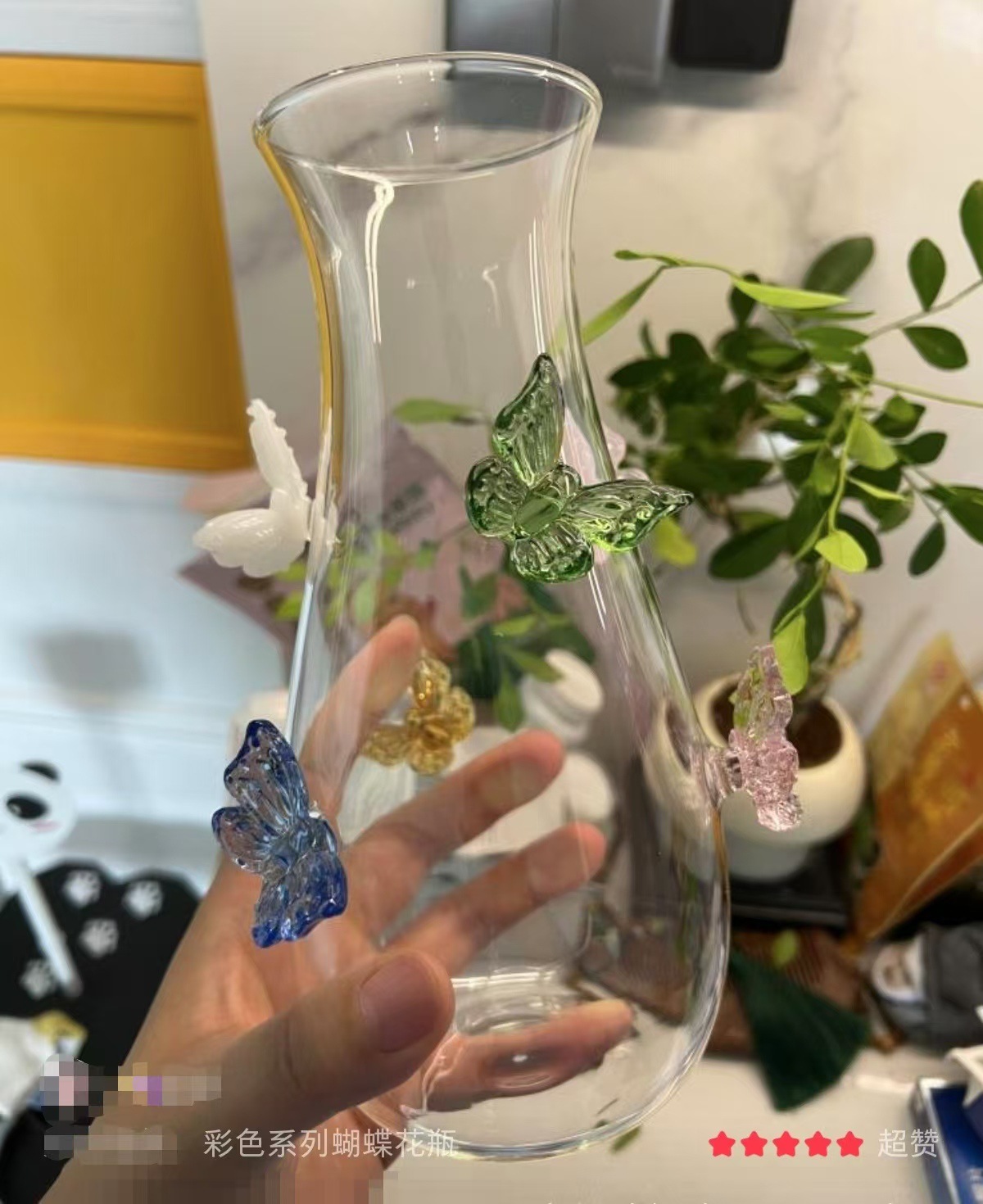蝴蝶花瓶凉水壶高硼硅玻璃醒酒器小众设计原创设计手工造详情3