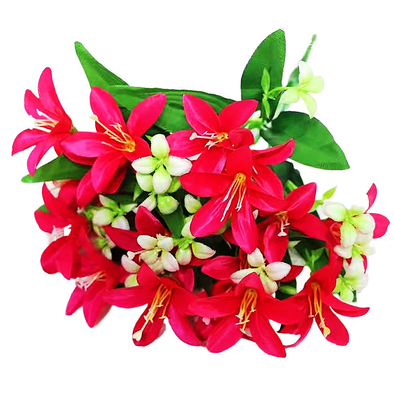 Spot Wholesale Many Small Lily Small Bunch Pot Artificial Flower Fake Flower Home Decoration Photography Props Silk Flower Item Picture