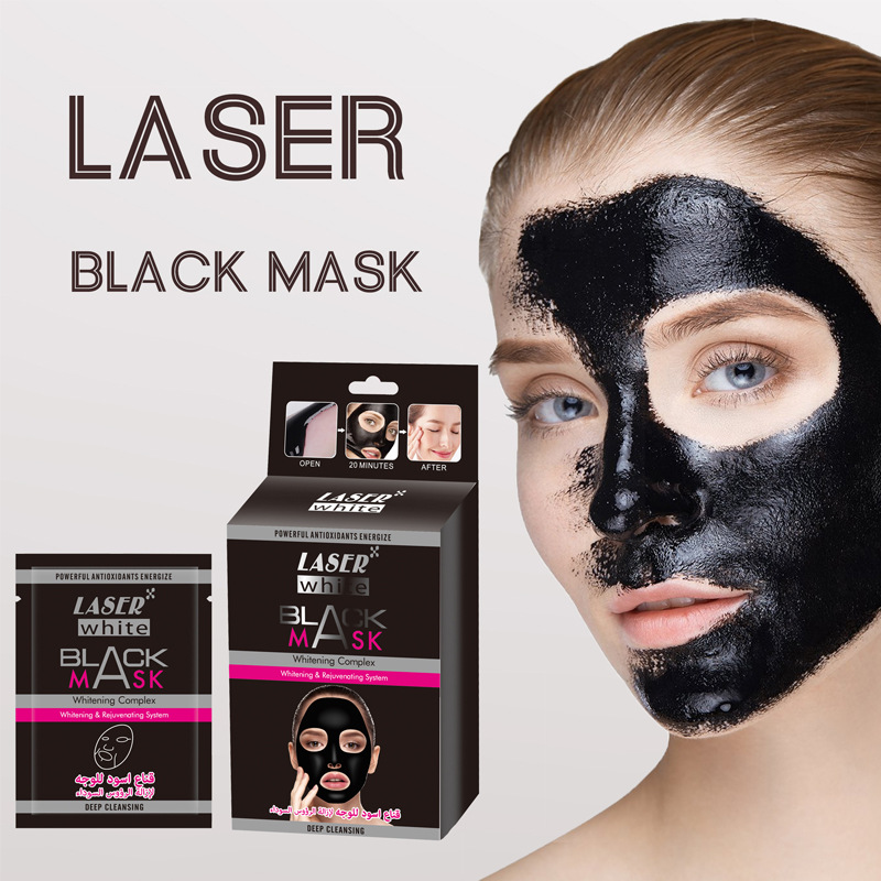 LASER跨境黑色吸黑头面膜去黑头粉刺清洁毛孔面贴膜撕拉式黑头