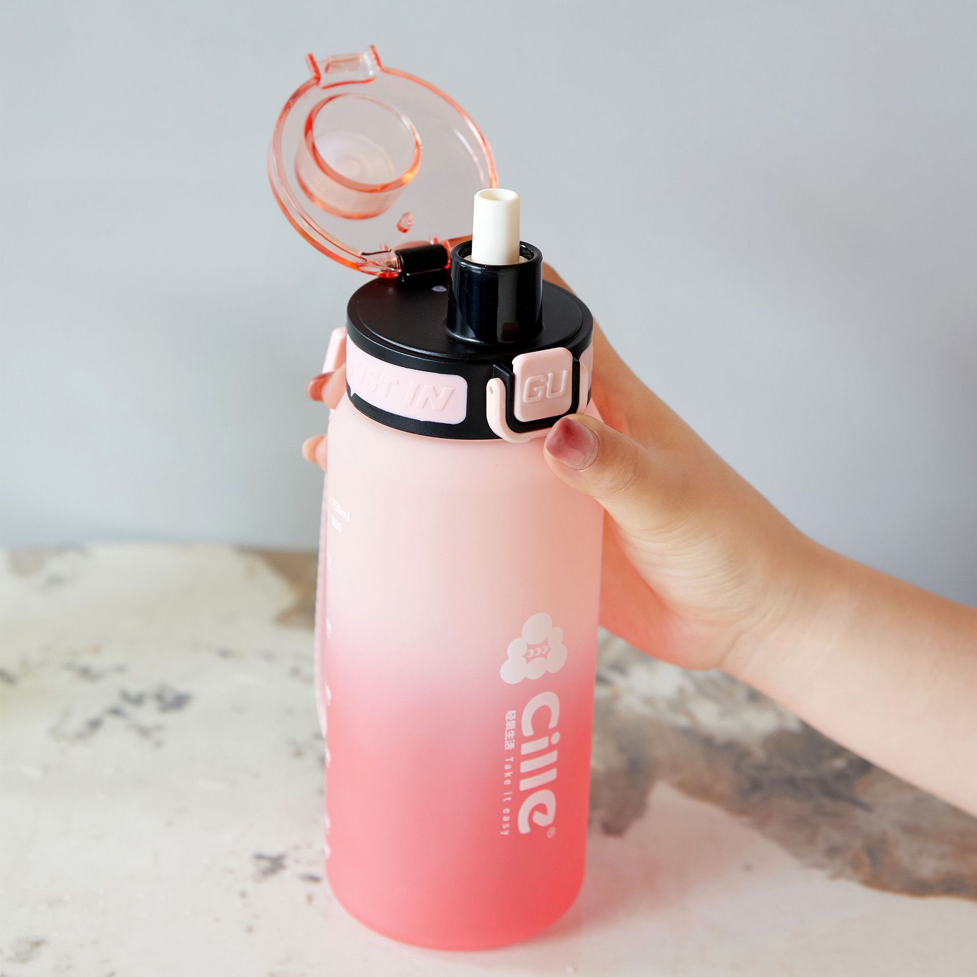 Xille Large Capacity Tritan Water Cup Women's High Appearance Level Sippy Cup School Portable Plastic Male Sports Net Red Kettle details Picture