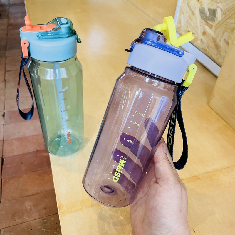 Double-drinking high-quality appearance ins plastic cups, hand-held and portable cups for male and female students, high-temperature resistant, portable and anti-drop straw cups Specification image