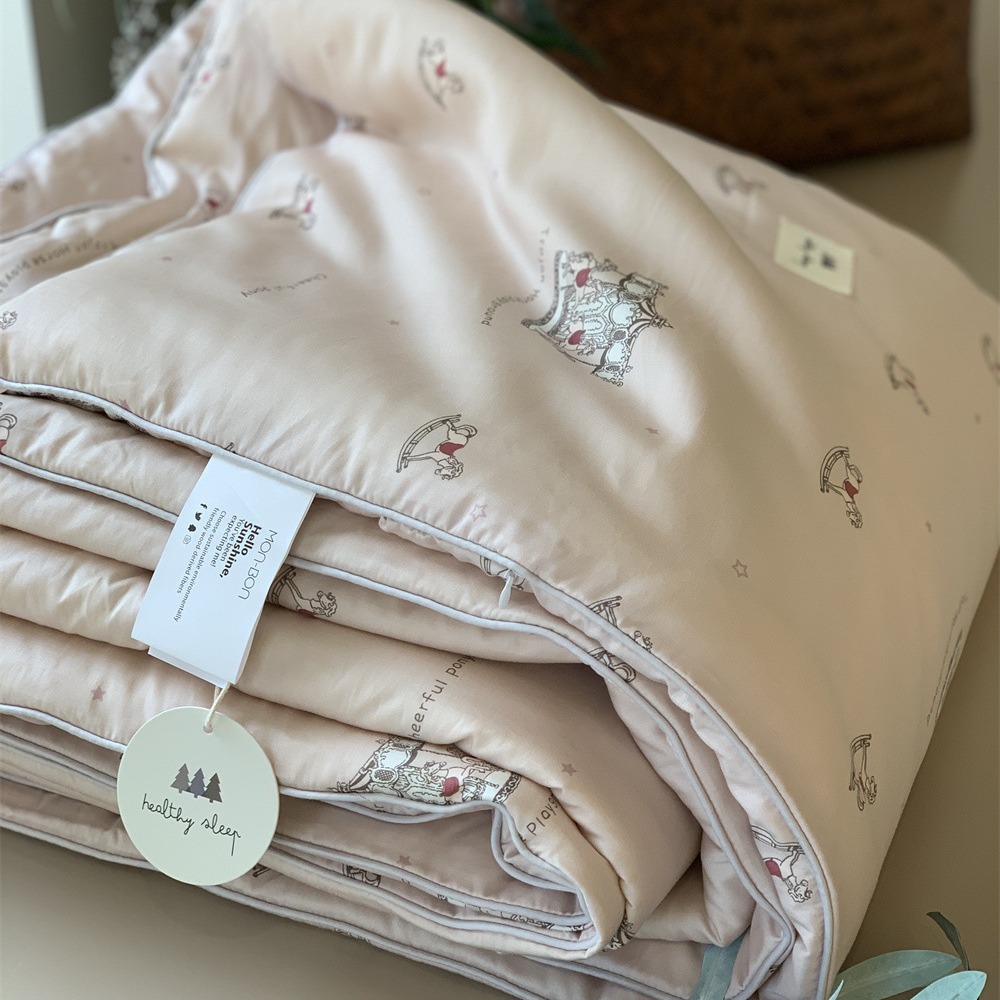 High-quality new Tencel cotton summer cool quilt, wooden horse print naked sleeping cool quilt, summer air conditioner quilt, spring and autumn quilt bedding details Picture