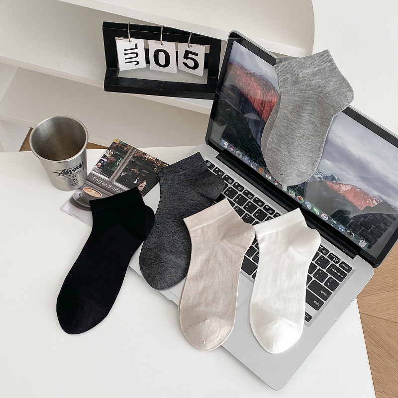 Sock street stall one-piece consignment, mulberry silk all-in-one machine, basic men's sports socks, solid color short socks, spring and summer mesh skin-friendly breathable boat socks one-piece consignment Specification image