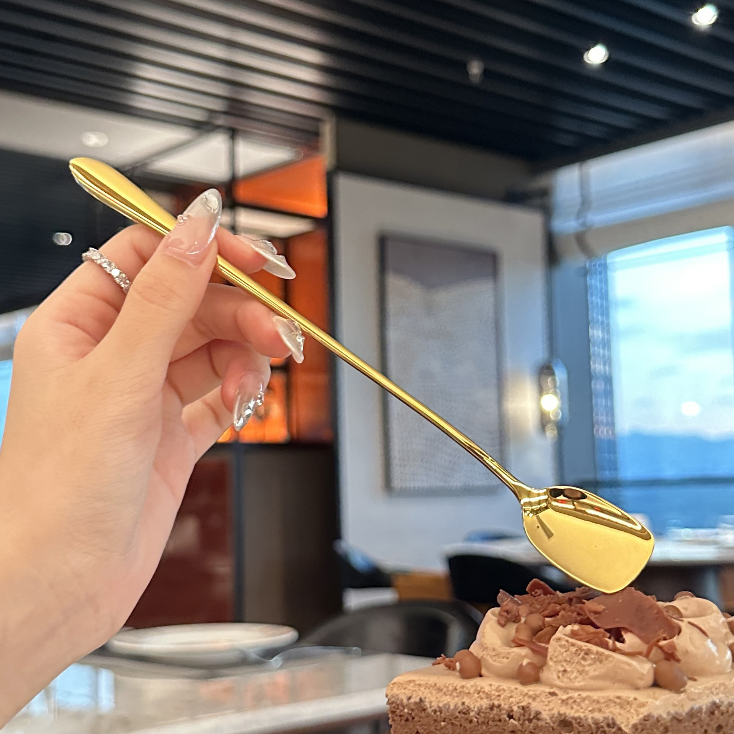 304 stainless steel spoons, mugs, long-handled stirring spoons, household coffee spoons with high appearance standards, bar cocktail ice spoons