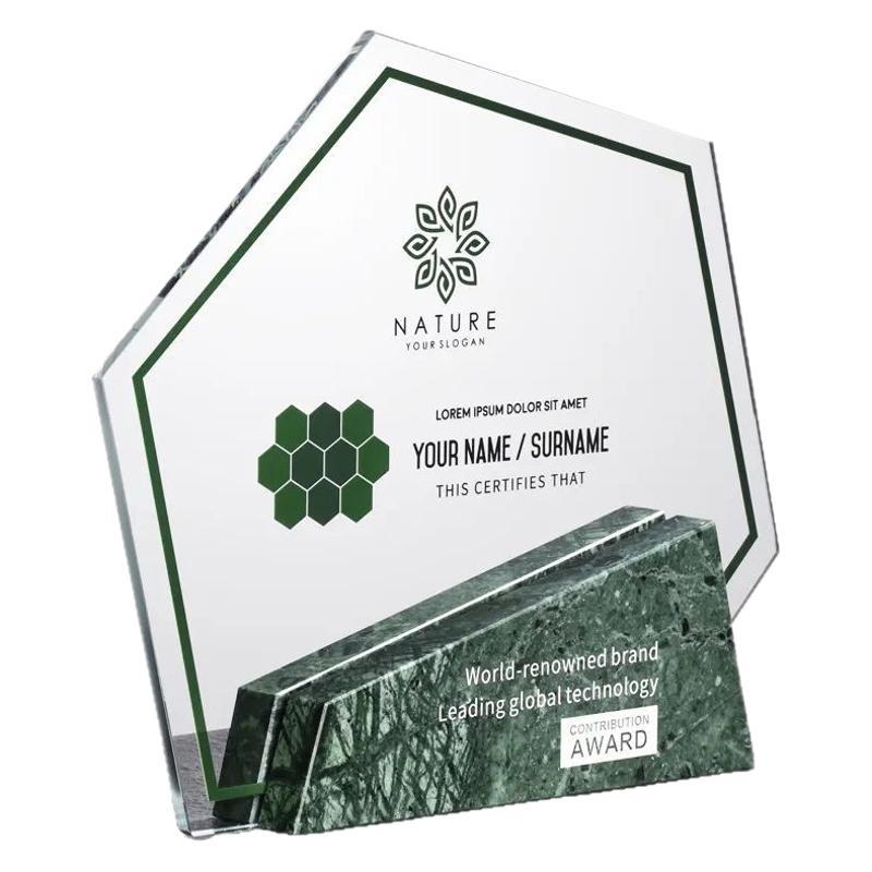 空白水晶奖杯DIY新款高档大理石玉奖牌优秀员工年会颁奖纪念品
