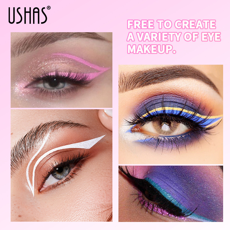 USHAS cross-border in-stock bestsellers: 6-color eyeliner cream, ultra-fine eyeliner brush, Eyebrow dye, eye makeup, and eyeshadow cream Specification image