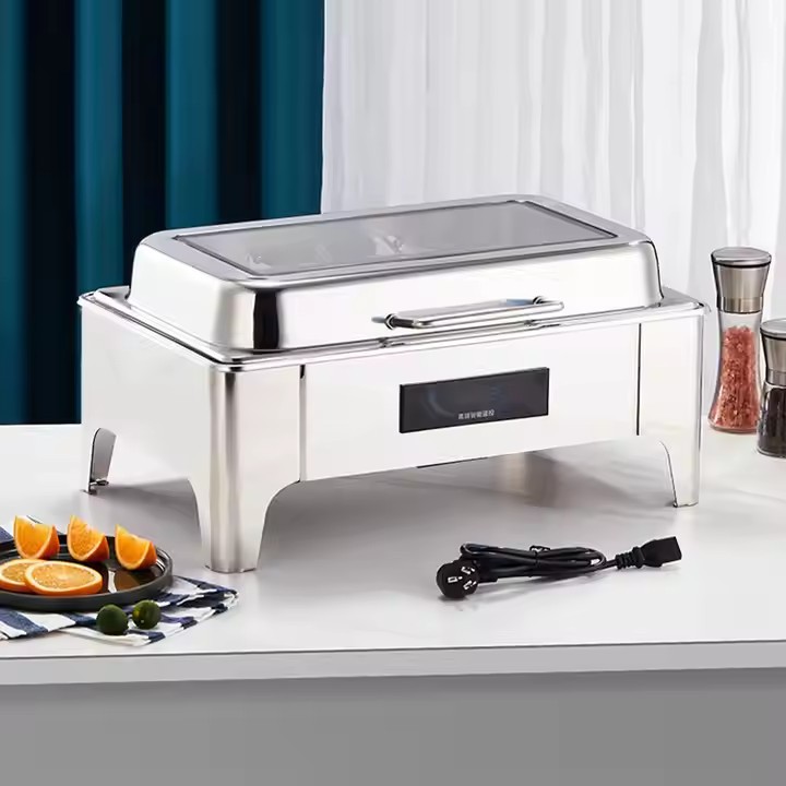 Stainless Steel Clamshell Insulation Square Insulation Furnace Electric Heating Visible Buffy Stove Hotel Breakfast Intelligent Temperature Control Tableware Application Scenario