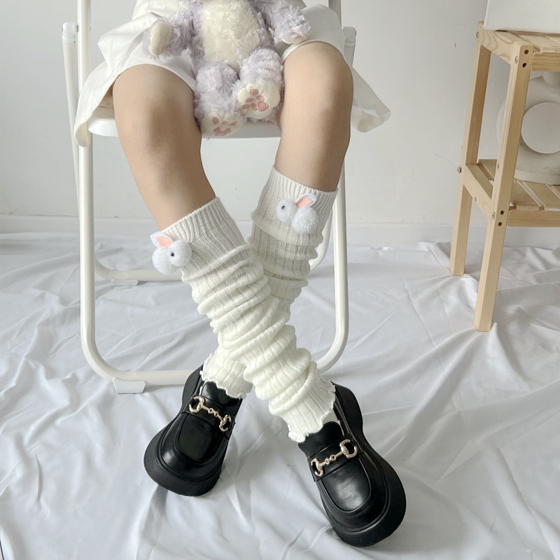 洛丽塔可爱兔子日系针织袜套jk毛线堆堆袜子女保暖学生小腿袜182详情图2