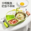 Children's silicone partition plates, cartoon little dinosaur baby food bowls, suction cups, training babies to eat independently, partition tableware details Picture