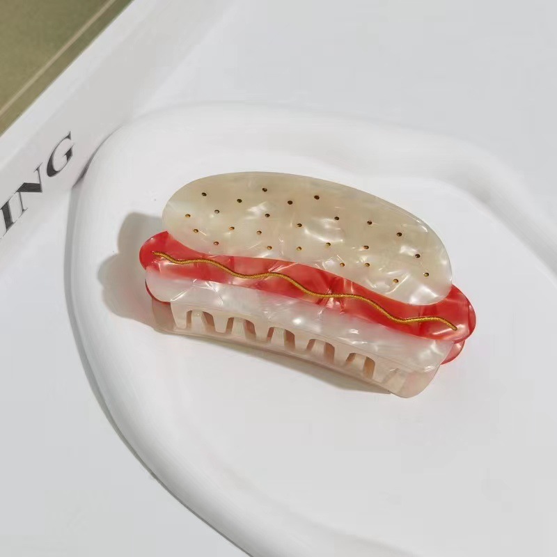 Korean Version Of The New Hamburger French Hair Clip Acetic Acid Large Grab Clip Personality Temperament Shark Clip Back Head Clip Application Scenario