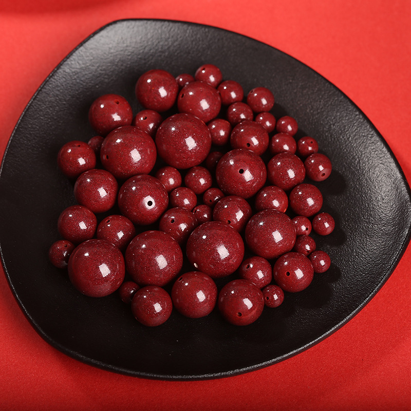 厂家批发高含量紫金砂圆珠朱砂散珠过检有星光点抖音电商一件代发