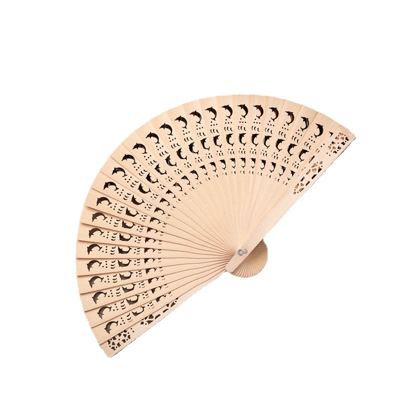 8 Inch Full Impact Fragrant Wood Fan Wholesale Chinese Characteristics Gift Fan Imitation Sandalwood Fan Folding Fan Foreign Trade Export Fan Item Picture
