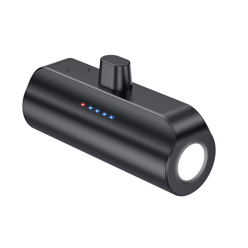 5000 mah cross-border capsule with interface, power bank pocket, emergency mini portable, small and compact, one to two with a flashlight