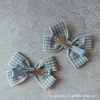 Korean-style sweet and cute hair clips for girls, children and students, light blue checkered small bow, side clips, bangs clips Specification image