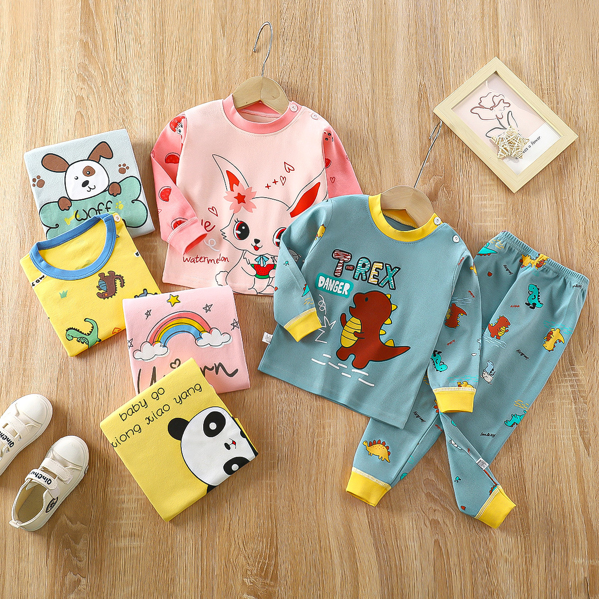 Children's Underwear Set Cotton Pajamas Girls Baby Long Johns Cotton Boys Homewear Children's Clothing Wholesale