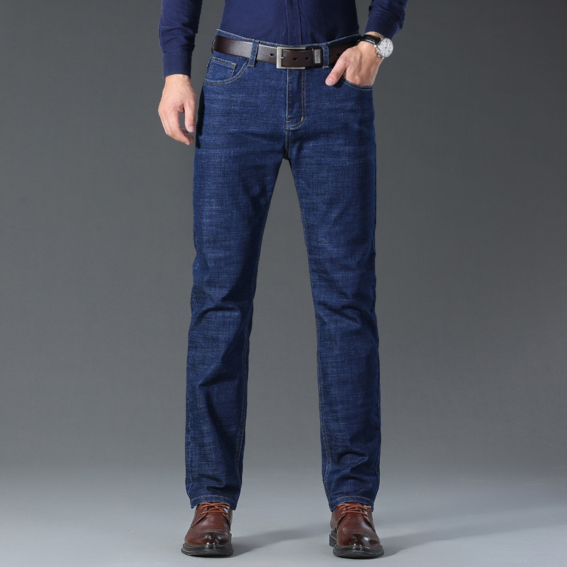 Spring and summer pants: Men's loose straight-leg casual jeans. Men's summer thin, high-waisted, elastic and comfortable dad outfits Specification image
