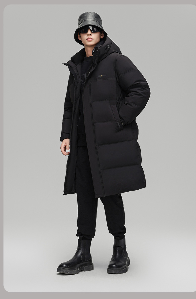 2024 Long down jacket for men, middle-aged and young people, winter white goose down knee-length goose down jacket, cold protection and extreme cold pic 9